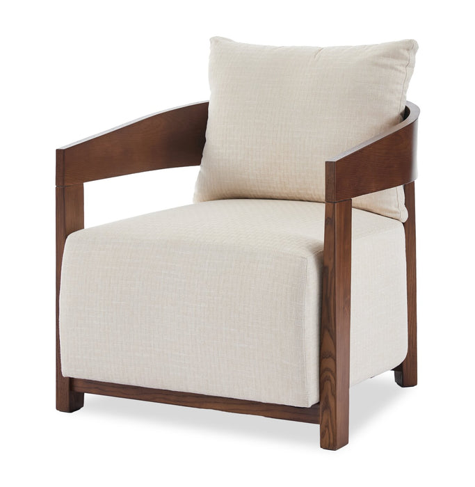Fauteuil d’appoint Amor 28,54 po en tissu avec accoudoirs et pattes en bois - taupe