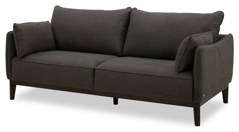 Sofa Gena de Cindy Crawford Home de 78,7 po de format condo en tissu d’apparence lin avec coussins de dossier amovibles - gris anthracite