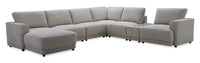  Sofa sectionnel modulaire de gauche Voyage 7 pièces en tissu avec console et coussins de dossier amovibles - taupe