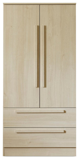 Commode verticale Alex de 33 po (L) x 68,5 po (H) à 2 tiroirs avec armoire de rangement pour la chambre à coucher - naturelle