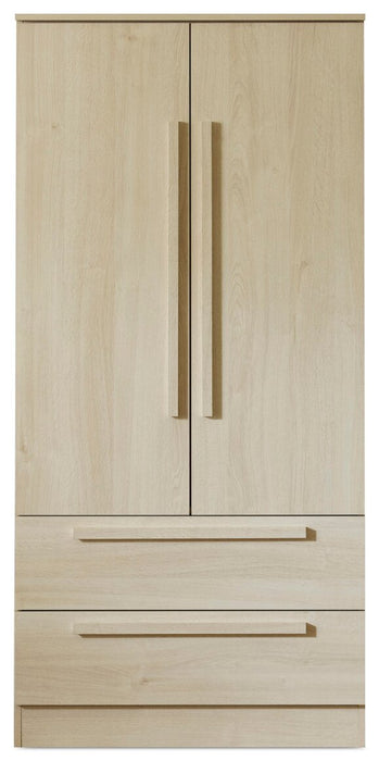 Commode verticale Alex de 33 po (L) x 68,5 po (H) à 2 tiroirs avec armoire de rangement pour la chambre à coucher - naturelle