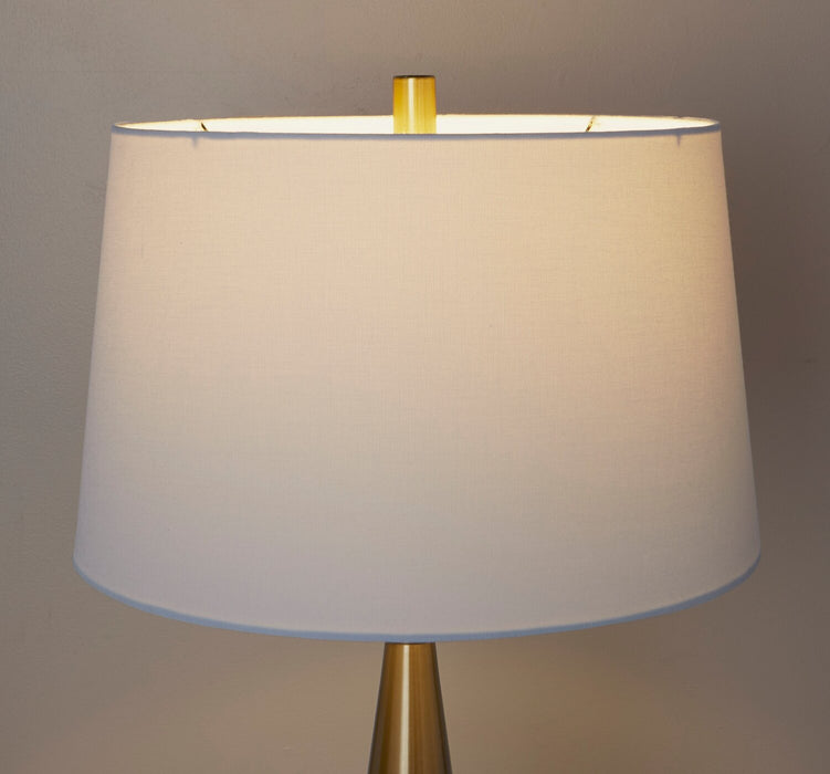 Lampe de table Alison de 30 po en métal avec lin blanc - doré