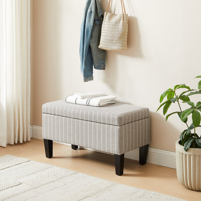 Pouf de rangement Calgary de 32 po en tissu - rayé gris