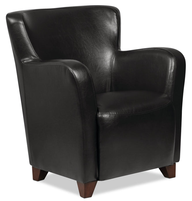 Fauteuil d’appoint Zello de 29,92 po en similicuir avec pattes en bois - noir