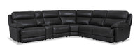  Sofa sectionnel à inclinaison électrique Sorrento 6 pièces en cuir véritable avec console de rangement et port USB - gris anthracite