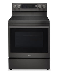  Cuisinière intelligente électrique LG de 6,3 pi³ avec friture à air - acier inoxydable noir - LREN6325ZE