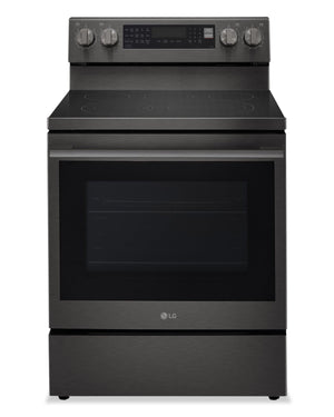 Cuisinière intelligente électrique LG de 6,3 pi³ avec friture à air - acier inoxydable noir - LREN6325ZE