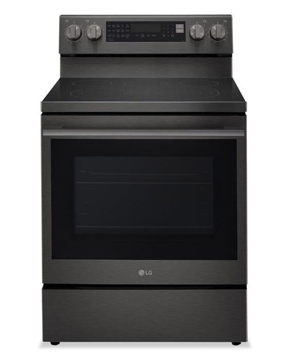 Cuisinière intelligente électrique LG de 6,3 pi³ avec friture à air - acier inoxydable noir - LREN6325ZE