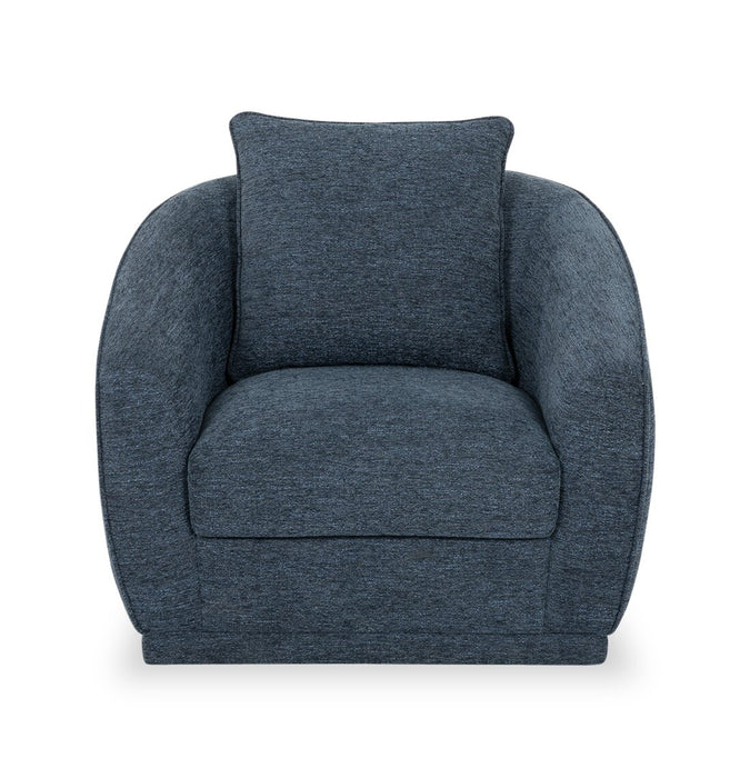 Fauteuil d’appoint pivotant Rio de 34,5 po en tissu de chenille - bleu