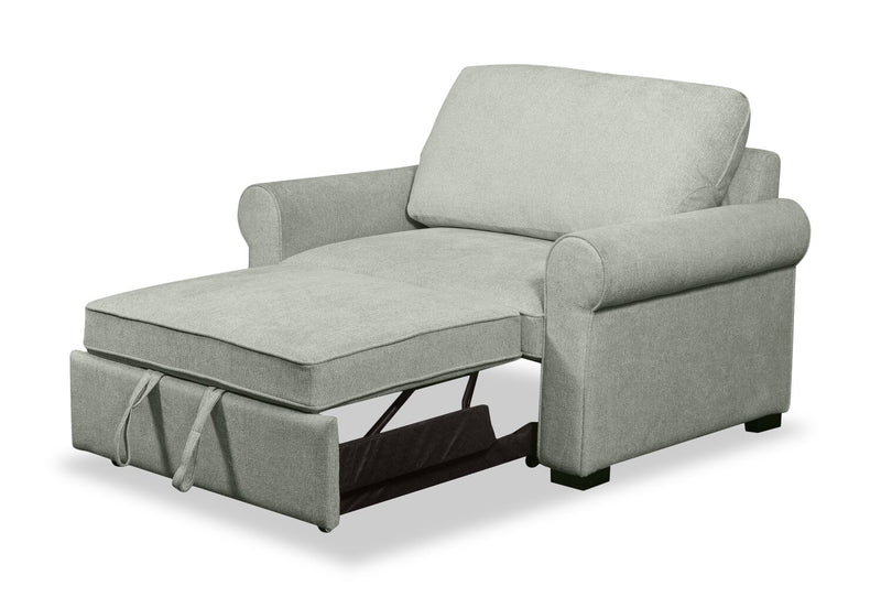 Fauteuil-lit convertible Haven de Scott Living de 55 po en tissu de chenille avec pattes en bois - bleu écume de mer