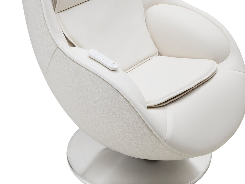 Fauteuil de massage inclinable LG de 29,6 po en tissu d’apparence cuir avec pouf assorti - beige