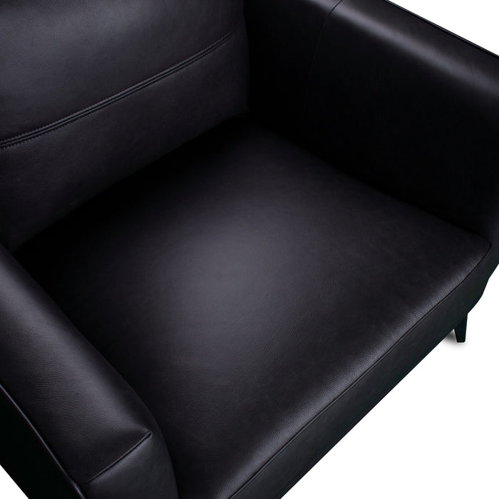 Fauteuil Melrose de 36,5 po en cuir véritable de qualité supérieure avec pattes en métal - noir