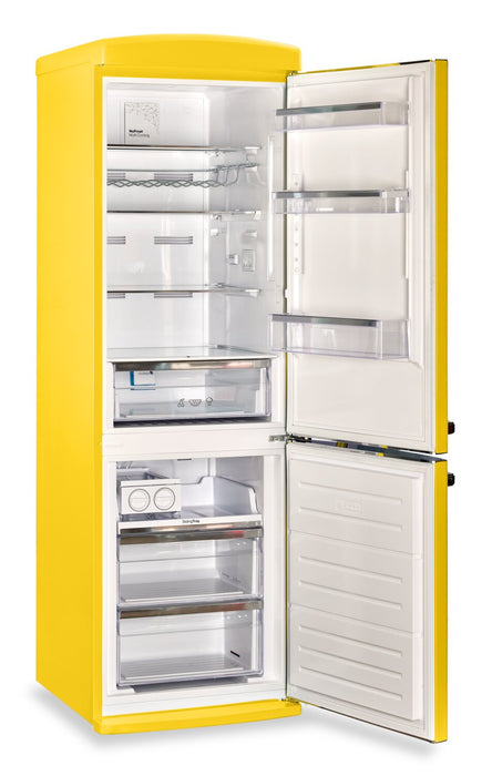 Réfrigérateur Classic Rétro par Unique de 24 po et de 12 pi3 à congélateur inférieur - jaune canari - UGP-340L Y AC