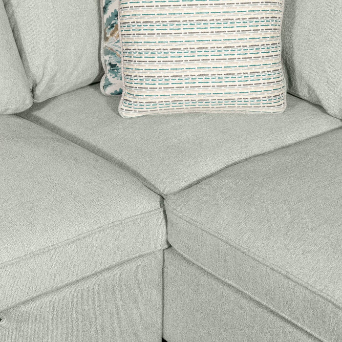 Sofa-lit sectionnel enveloppant de gauche Haven de Scott Living 3 pièces en tissu de chenille - bleu écume de mer 