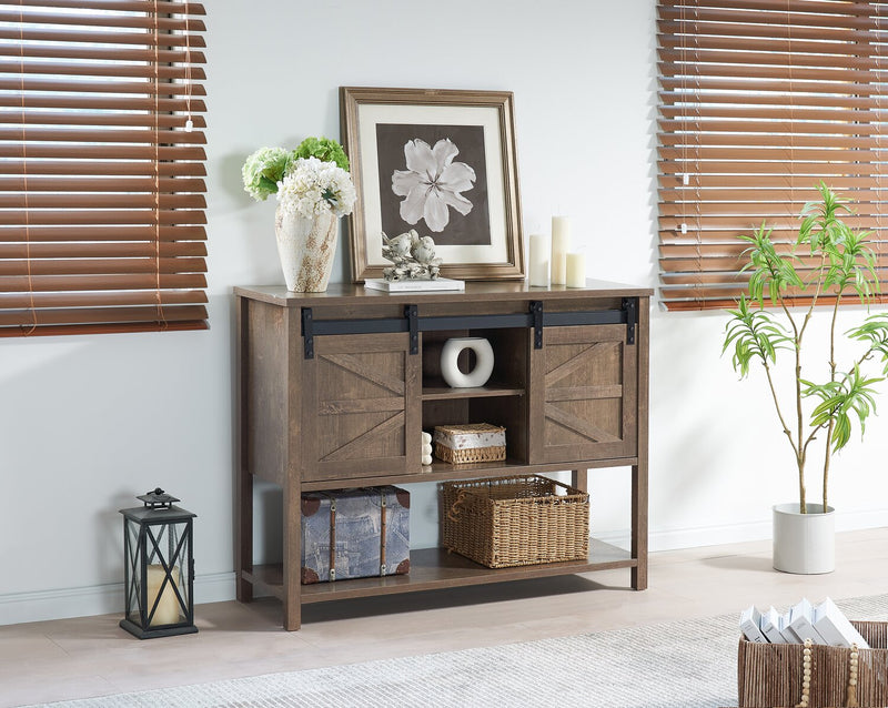 Armoire décorative Corbin de 47,25 po avec portes de grange coulissantes - chêne noyer