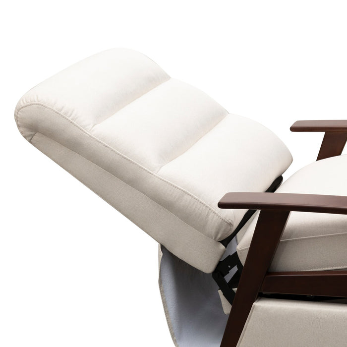 Fauteuil d’appoint à inclinaison par poussée Bree de 28,5 po en tissu d’apparence lin avec accoudoirs et pattes en bois - beige