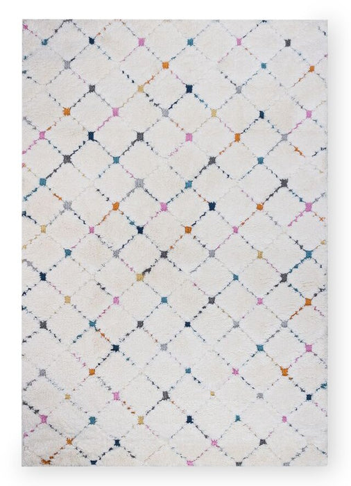 Carpette à poil long Robin multicolore à motif marocain - 7 pi 11 po x 10 pi 10 po