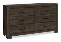  Commode de chambre à coucher Ethan de 59 po (L) x 34 po (H) à 6 tiroirs - brun rustique