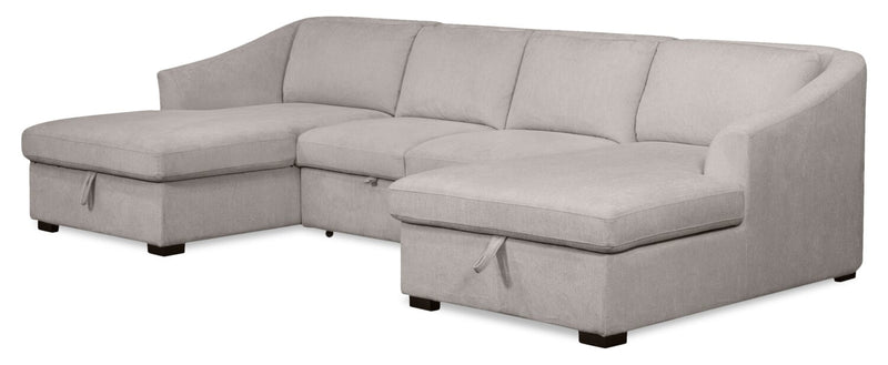 Sofa-lit sectionnel Envy 3 pièces en tissu de chenille avec 2 fauteuils longs de rangement - gris brouillard