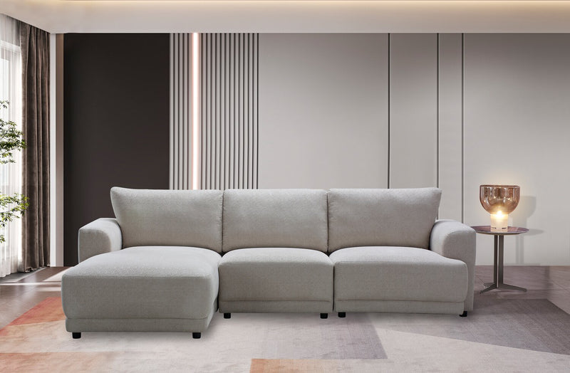 Sofa sectionnel modulaire de gauche Voyage 3 pièces en tissu avec coussins de dossier amovibles - taupe