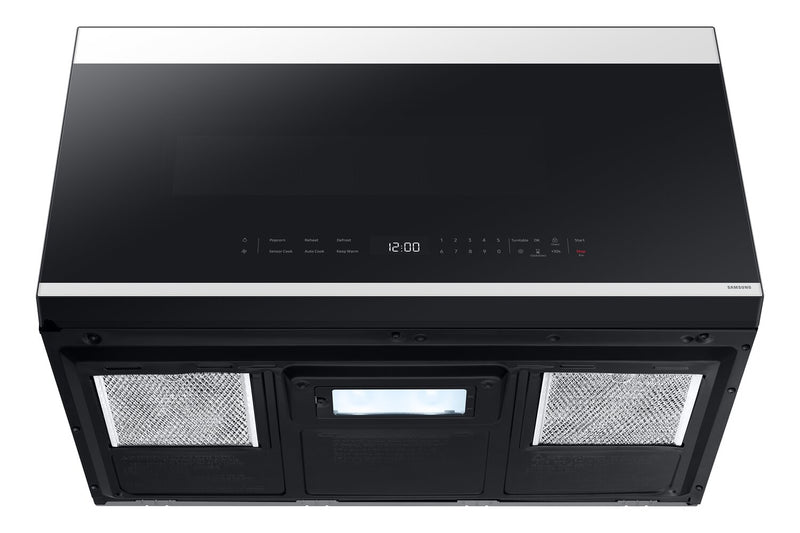 Four à micro-ondes à hotte intégrée Samsung de 2,1 pi³ avec 400 pi³/min et commandes tactiles en verre - verre blanc - ME21DB650012AC