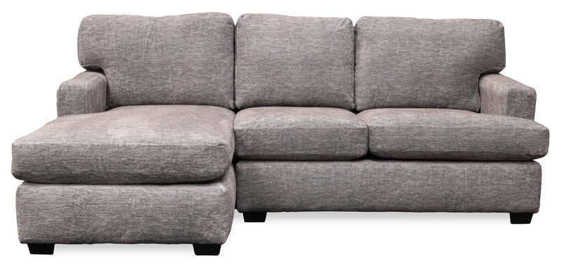 Sofa sectionnel de gauche Luxe 3 pièces fabriqué au Canada en tissu avec coussins amovibles - gris colombe Zaftig