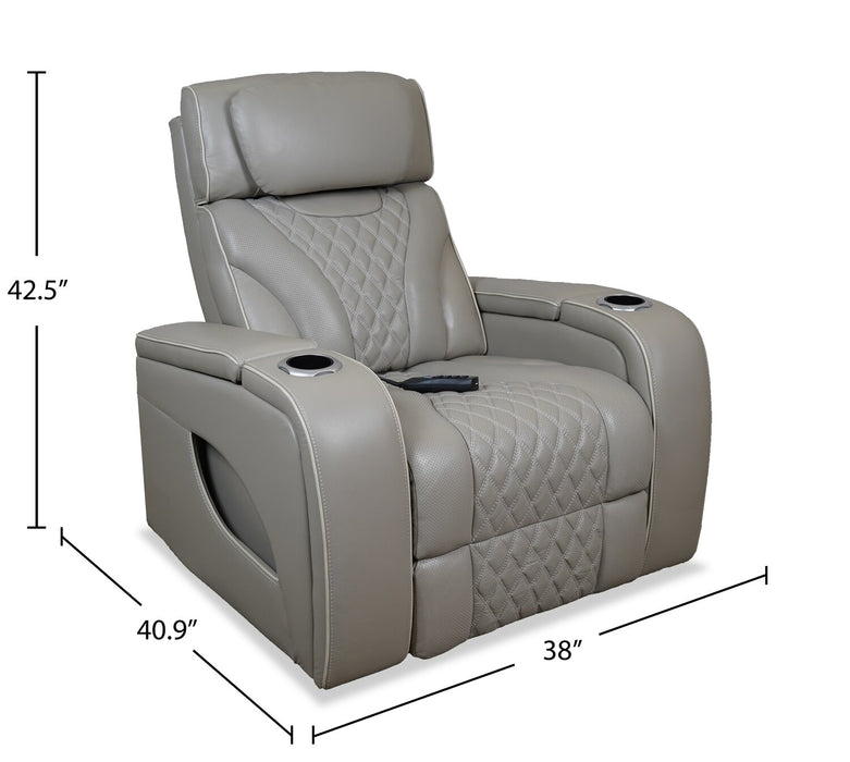 Fauteuil de massage à inclinaison électrique Elite de 38 po en cuir véritable avec son immersif et appuie-tête électrique - mastic