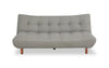 Futon Campus de 76 po en tissu avec mécanisme Klik Klak, capitonnage et pattes en bois - gris