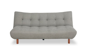 Futon Campus de 76 po en tissu avec mécanisme Klik Klak, capitonnage et pattes en bois - gris