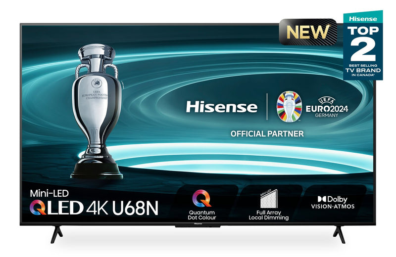 Téléviseur intelligent QLED à mini DEL de Hisense UHD 4K de 75 po à 60 Hz avec HDR10+, Dolby VisionMC et Google TVMC (75U68N)