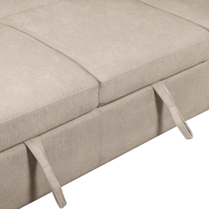 Sofa-lit sectionnel de gauche Envy 2 pièces en tissu de chenille - beige amande