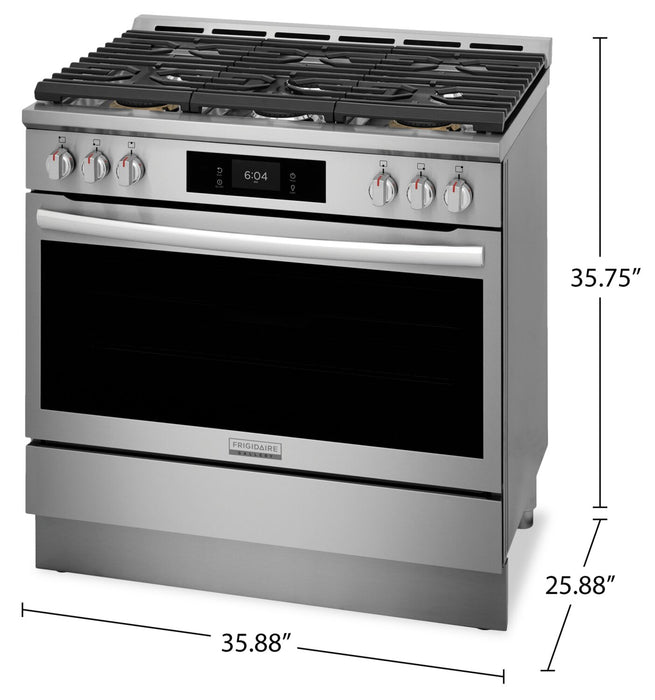 Cuisinière à gaz Frigidaire Gallery de 36 po et de 4,6 pi3 à six brûleurs avec friture à air - acier inoxydable - GCFG3661AF