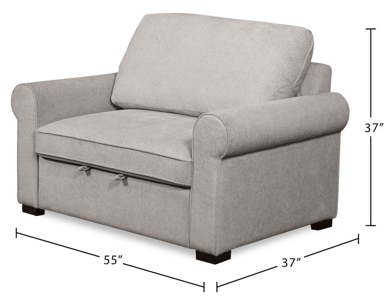  Fauteuil-lit convertible Haven de Scott Living de 55 po en tissu de chenille avec pattes en bois - grise