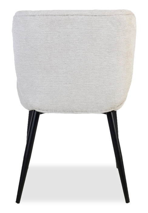 Chaise de salle à manger Sara à oreilles en tissu de polyester et en métal - blanche