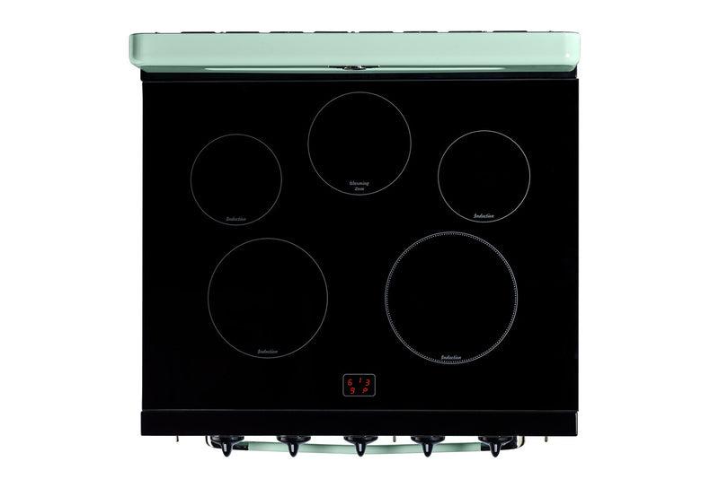 Cuisinière à induction Classic Rétro par Unique de 30 po et de 3,9 pi3 - vert menthe estival - UNQ-30CR IC LG