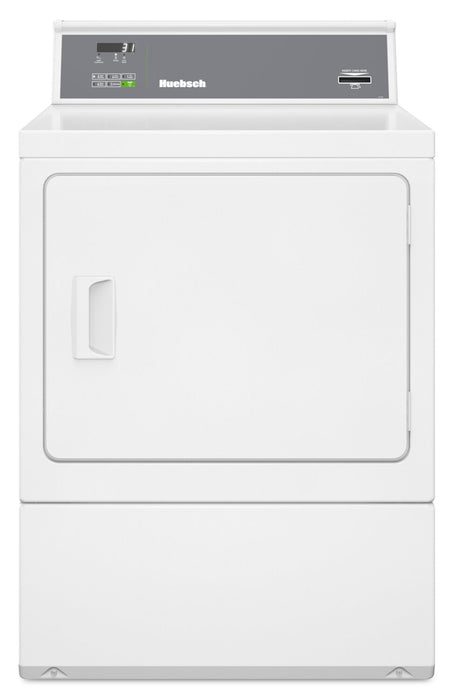 Sécheuse électrique commerciale Huebsch de 7 pi3 à chargement frontal avec compatibilité avec les cartes - blanche - HDENYRGS176CW01