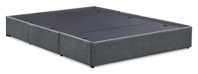 Amos Upholstered Storage Bed Base in Charcoal Fabric with 3 Built-in Drawers  - Full Size | Base de lit de rangement Amos rembourrée en tissu anthracite avec 3 tiroirs intégrés - format lit double