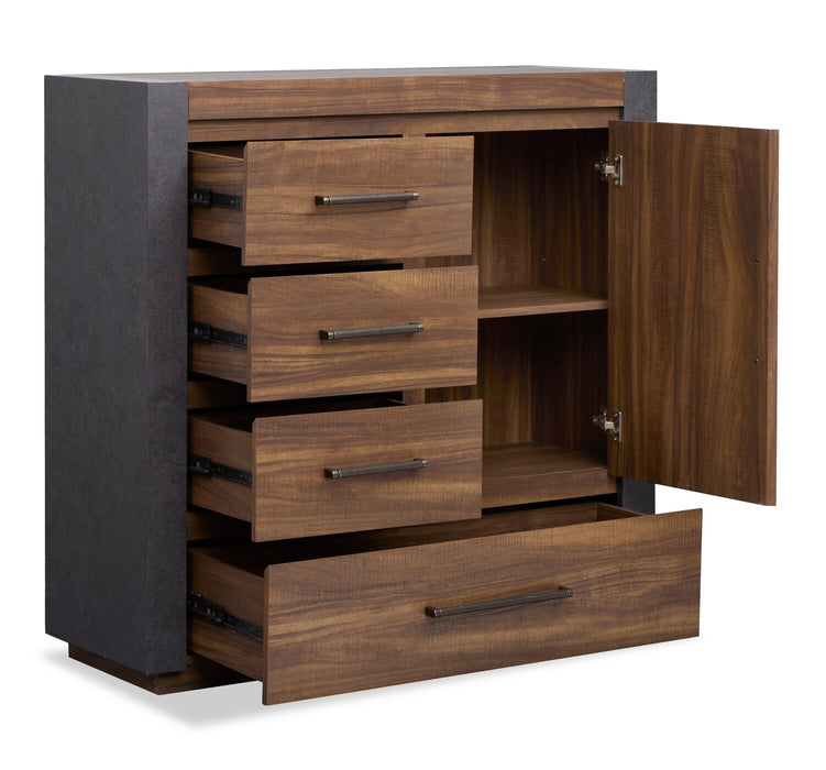 Scott Living Commode verticale Dante de 46 po (L) x 45 po (H) à 4 tiroirs avec armoire de rangement pour la chambre à coucher - brune