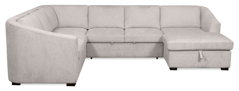 Sofa-lit sectionnel de droite Envy 3 pièces en tissu de chenille avec fauteuil long de rangement - gris brouillard