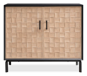 Armoire décorative Alenna de 36 po à 2 portes - noire avec portes blanc vieilli