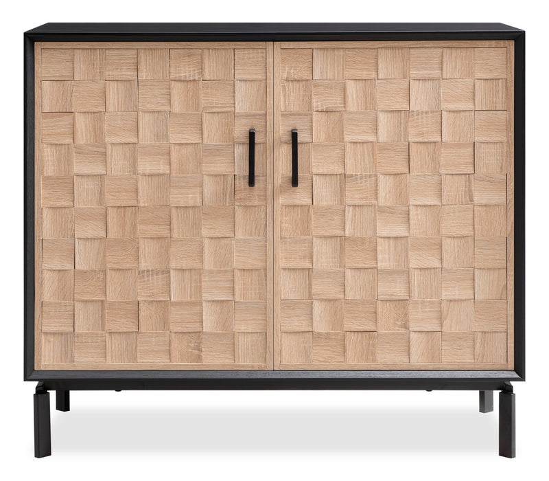 Armoire décorative Alenna de 36 po à 2 portes - noire avec portes blanc vieilli