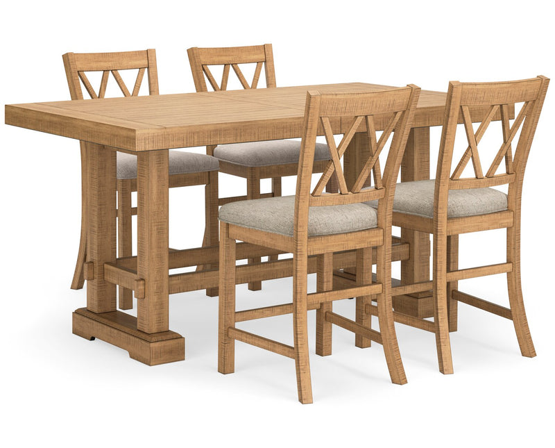 Chaise de salle à manger Archer de hauteur comptoir avec siège en tissu et dossier entrecroisé - brun clair