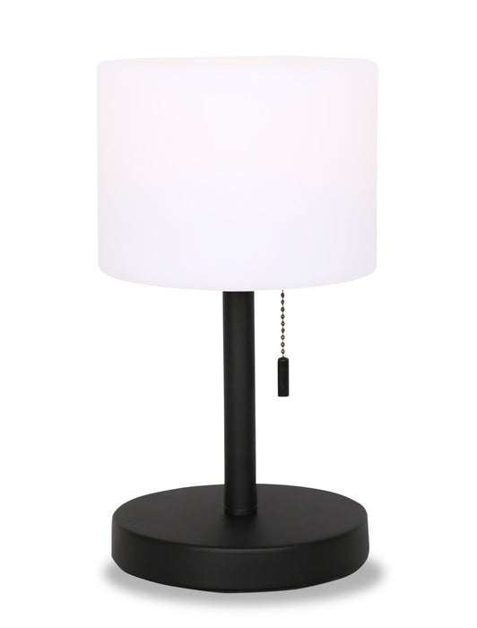 Lampe de table pour l’intérieur et pour l’extérieur moderne portable Solana de 11 po en métal et en acrylique avec port USB - noire