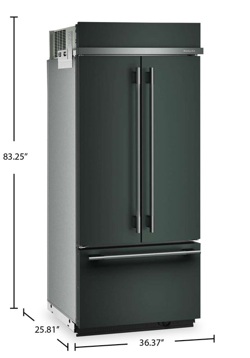 Réfrigérateur KitchenAid de 20,8 pi3 et de 36 po à portes françaises à congélateur inférieur - genièvre - KBFN536SJP