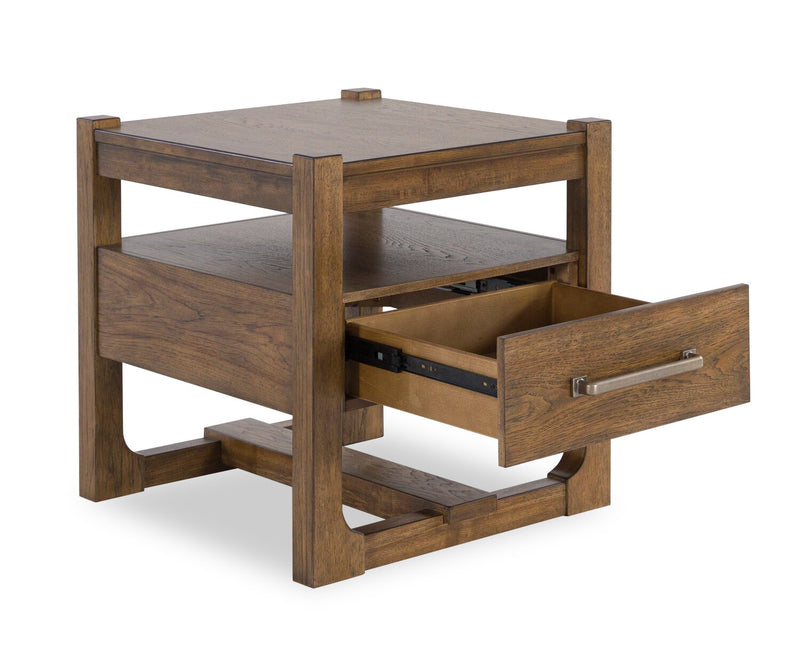 Table de bout Gideon de 24 po de style champêtre en bois massif - brun
