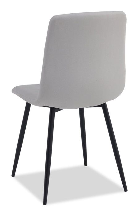 Chaise de salle à manger Arlo en métal avec siège et dossier coussinés capitonnés en tissu - grise