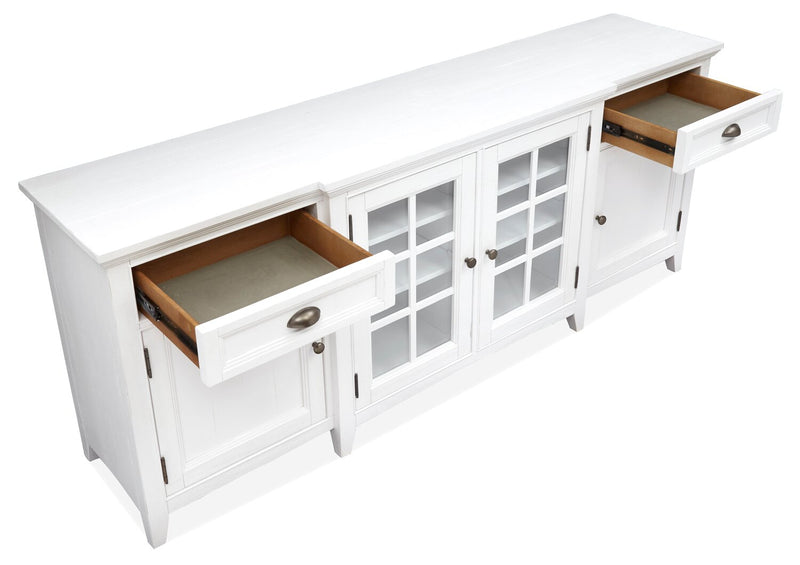 Meuble pour téléviseur traditionnel Wesley de 80 po avec rangement et système de gestion des câbles pour téléviseurs jusqu’à 85 po - blanc calcaire