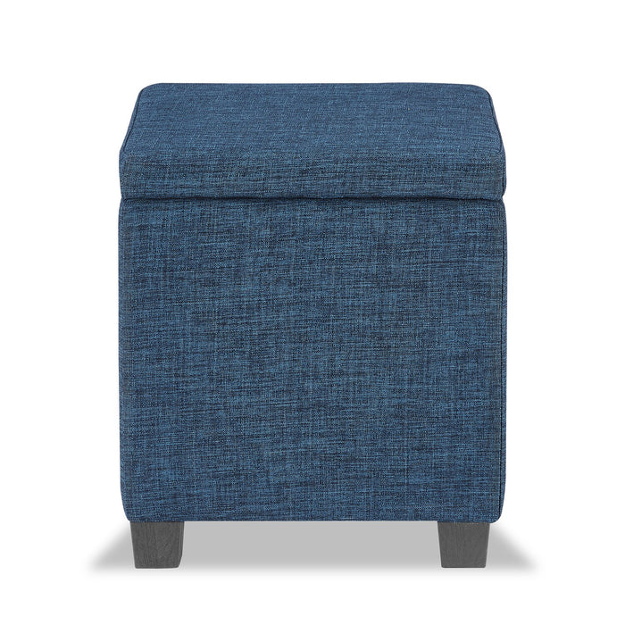 Pouf de rangement carré Ottawa de 14,75 po en tissu - bleu marine