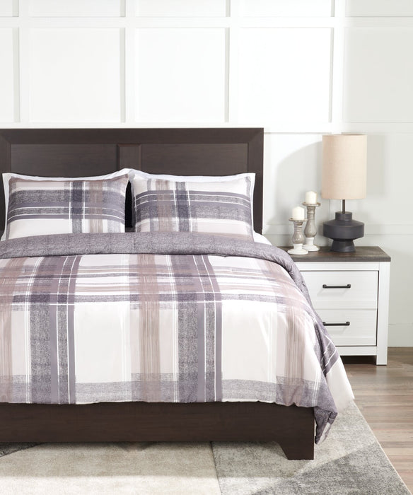 Ensemble d’édredon Connor de 3 pièces pour très grand lit - brun