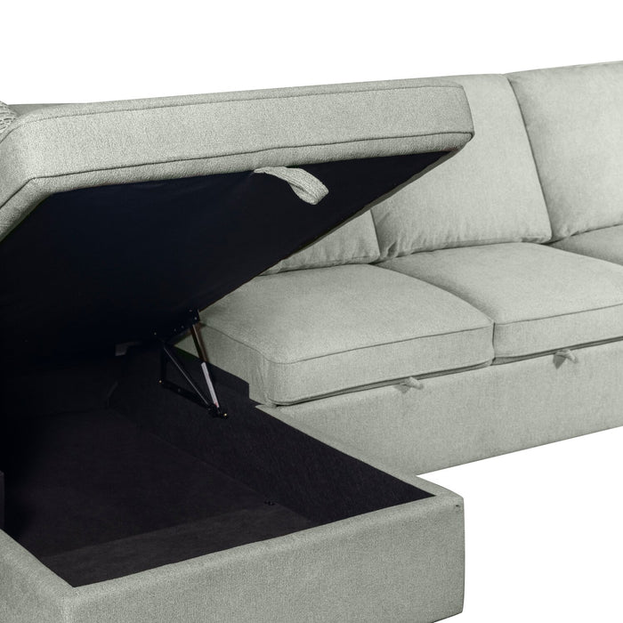  Sofa-lit sectionnel enveloppant de gauche Haven de Scott Living 3 pièces en tissu de chenille avec rangement - écume de mer 